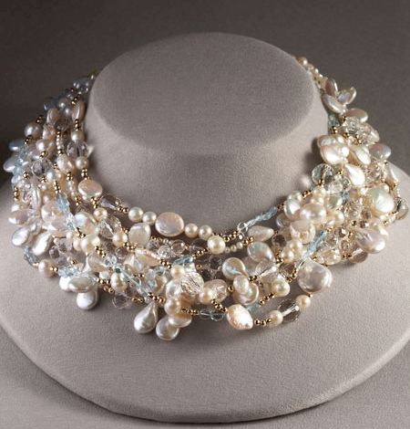 Meredith Frederick Pearl and Crystal Necklace