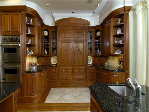 Kitchen with custom designed cherry cabinets