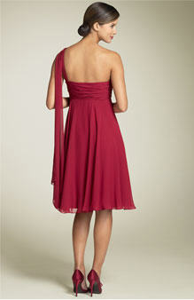 Anne Klein Dress One Shoulder Silk Georgette Dress