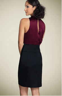 BCBGMAXAZRIA Rosette Mock Two Piece Silk Dress