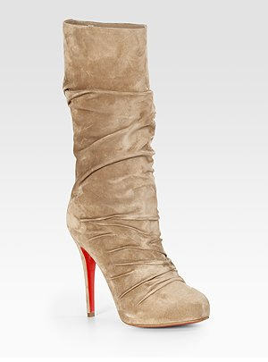 christian louboutin beige suede boots