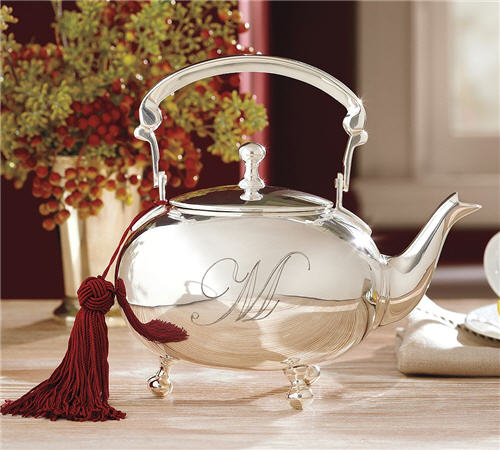 Pottery Barn Silver-Plated Engravable Teapot
