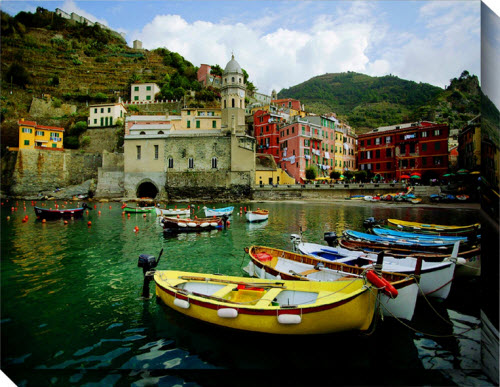 Blue Garden Designs Boat In Vernazza Outdoor Picture on Canvas