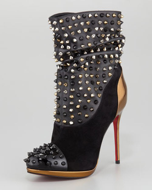Christian Louboutin Spike Wars Red Sole Ankle Bootie