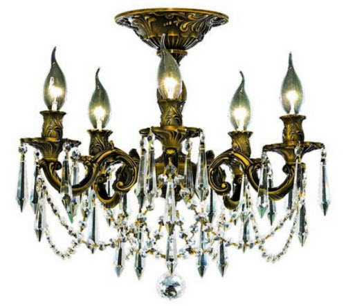 Antique Bronze and Crystal Chandelier