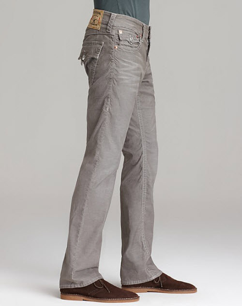 Men's True Religion Cords Ricky Straight Fit in Seal 2