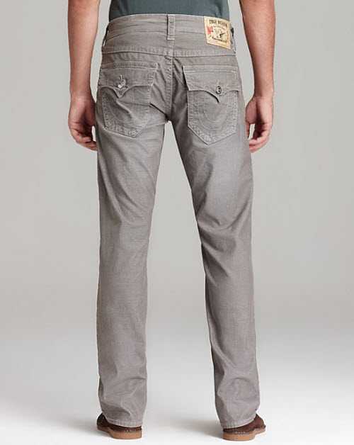 Men's True Religion Cords Ricky Straight Fit in Seal 3