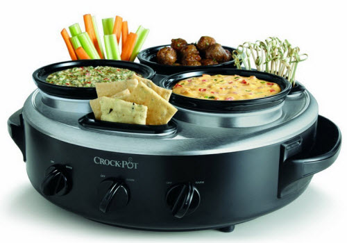 Crock-Pot Stainless Steel 1-Quart Triple Dipper Food Warmer with Portable Lid