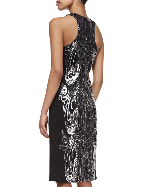 David Meister Sequined Panel Cocktail Dress 2