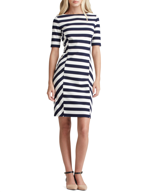 Tory Burch Augusta Fitted Striped Dress