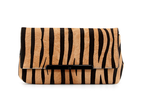 Christian Louboutin Rougissime Tiger-Print Calf Hair Clutch Bag