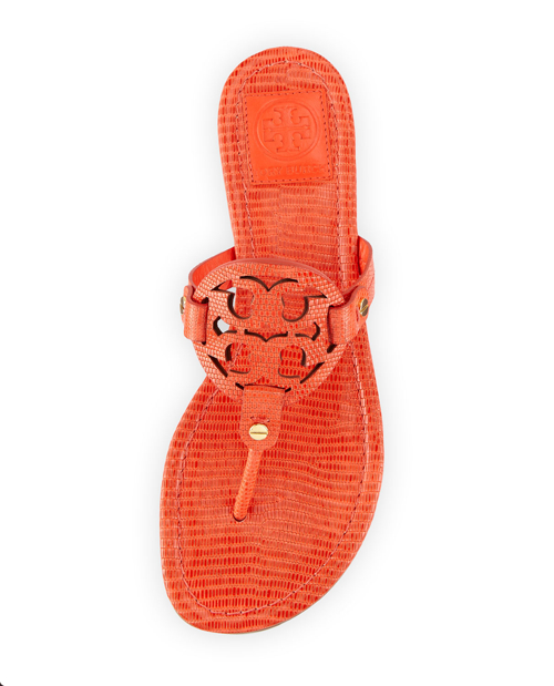 Tory Burch Miller Lizard-Print Logo Thong Sandal 2