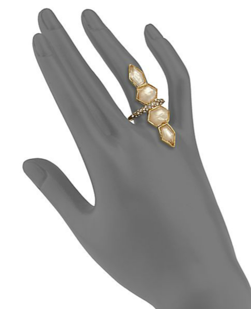 Alexis Bittar Light Citrine & Mother-of-Pearl Doublet Ring 2