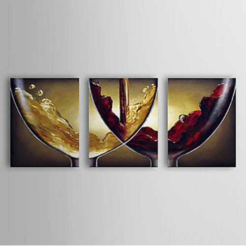 Decorative Three Panel Hand Painted Wine Art 2