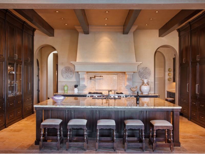 $9.9 Million Italian Villa La Isla in Texas - Elegant Kitchen with Huge Island