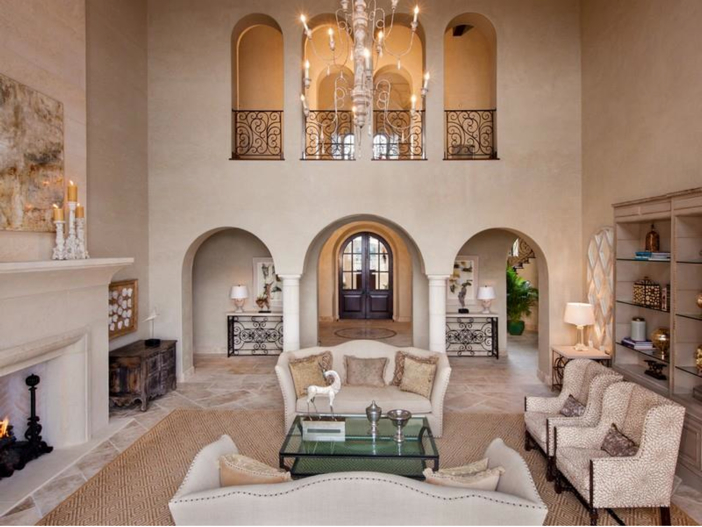 $9.9 Million Italian Villa La Isla in Texas - Two-Story Formal Living Room