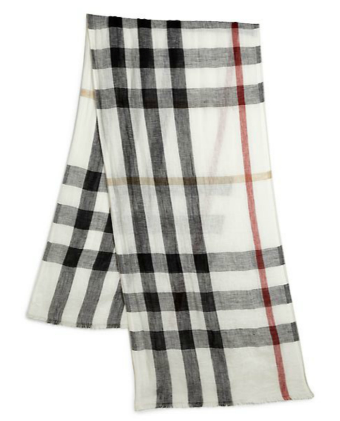 Burberry Exploded Check Linen Scarf 2014