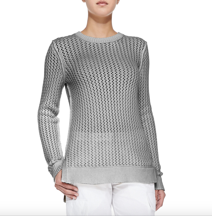 Michael Kors Zigzag Crewneck Cotton-Cashmere Sweater