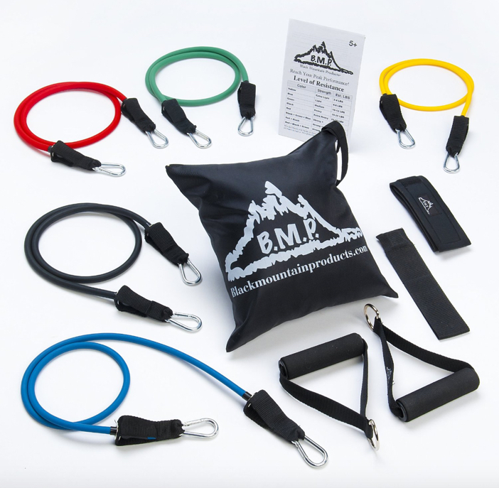 Black Mountain Products Resistance Band Set with Door Anchor, Ankle Strap, Exercise Chart, and Resistance Band Carrying Case 2