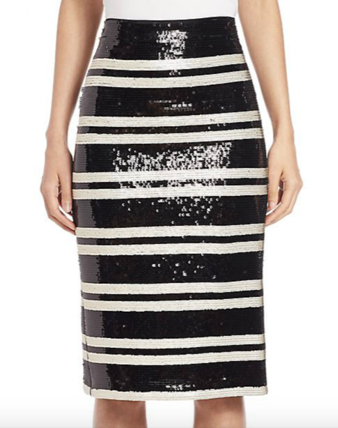 Alice and Olivia Rue Embellished Striped Pencil Skirt 2