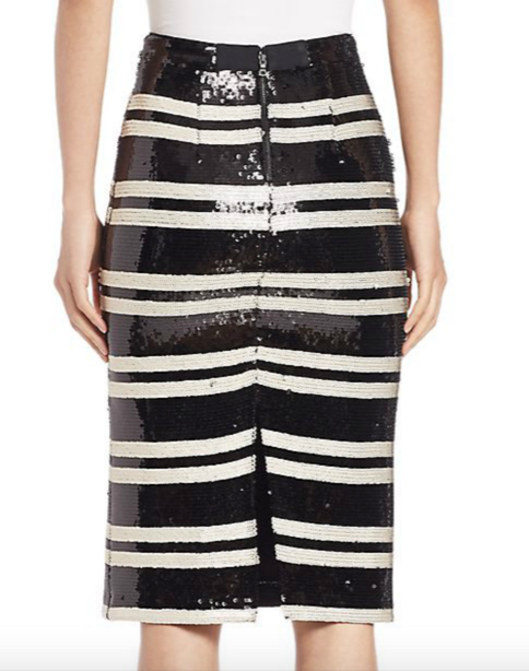Alice and Olivia Rue Embellished Striped Pencil Skirt 3