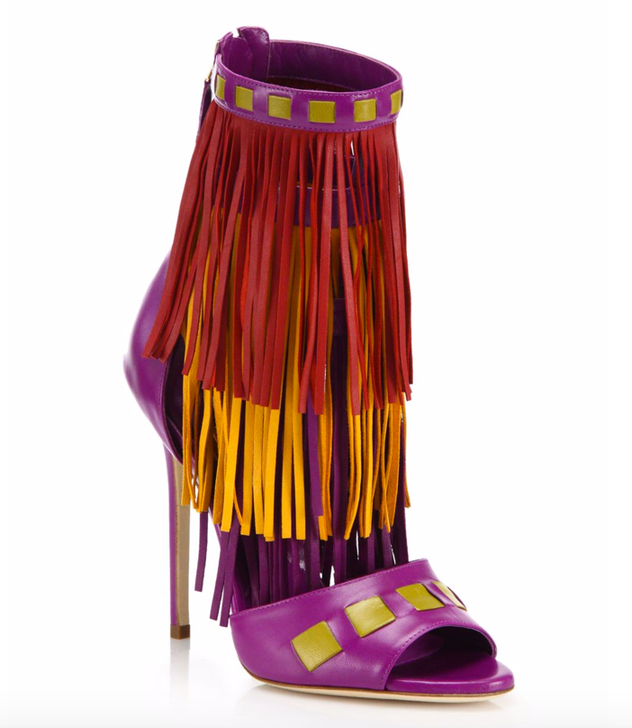 Brian Atwood Abby Fringed Leather Sandals