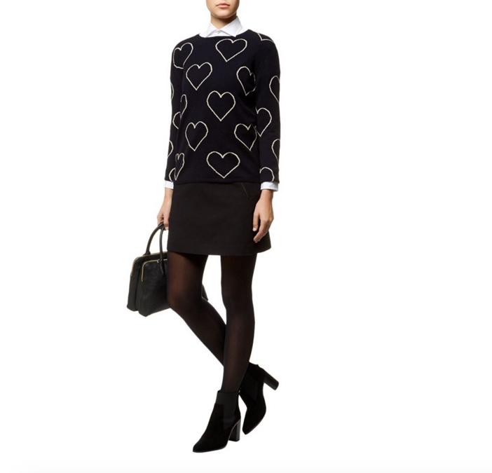 Chinti & Parker All-Over Glitter Heart Cashmere Sweater 3