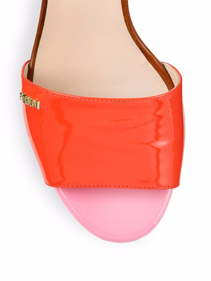Fendi Palette Patent Leather Slide Sandals 5