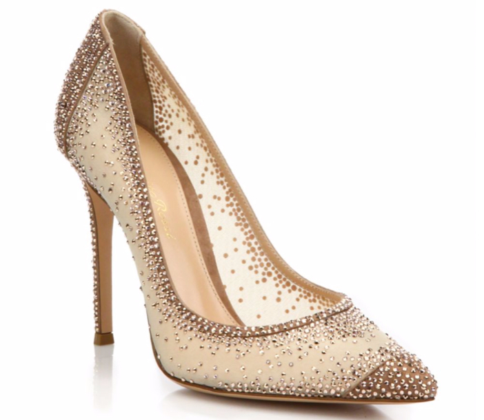Gianvito Rossi Mesh & Crystal Point-Toe Pumps