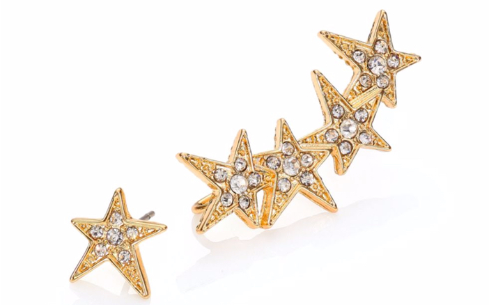ABS by Allen Schwartz Jewelry Faceted Star Ear Crawler & Stud Earrings Set