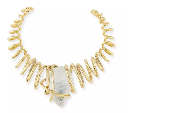 Alexis Bittar Spiral Collar Necklace w:Rock Crystal Nugget