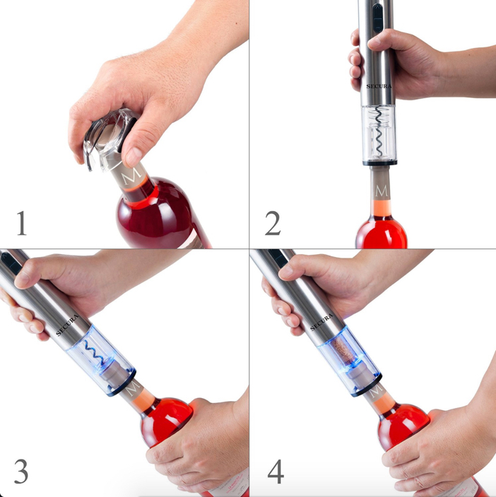 Secura Stainless Steel Electric Wine Opener and Foil Cutter 3