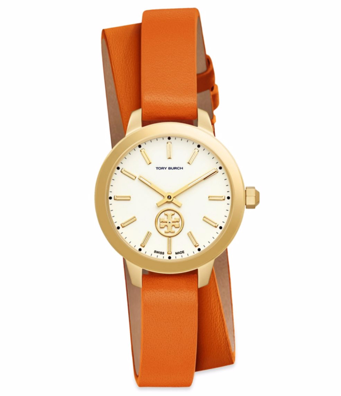 Tory Burch Collins Goldtone & Leather Double-Wrap Strap Watch