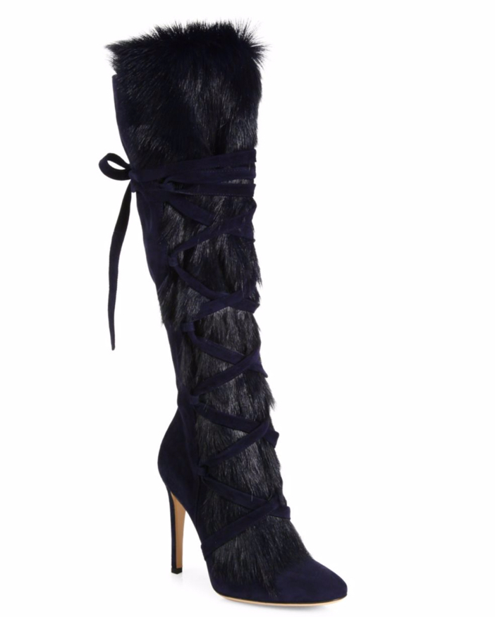 Gianvito Rossi Shearling Fur & Suede Knee-High Boots