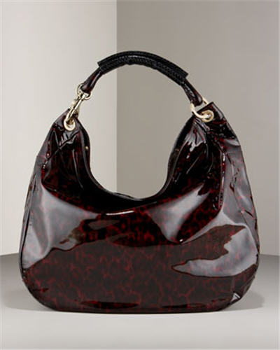 Jimmy Choo Sky Large Leopard-Print Patent Hobo - Exotic Excess