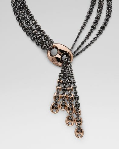 Gucci 18K Rose Gold & Silver Lariat Necklace - Exotic Excess