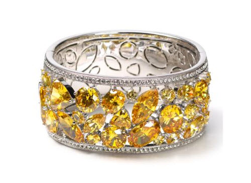 Nadri Canary Stone Encrusted Cuff - Exotic Excess