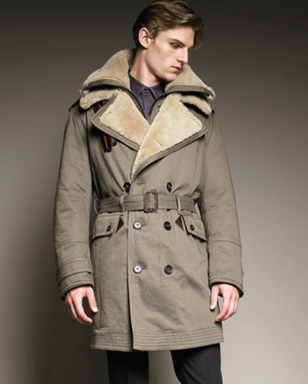 Men's Burberry Shearling-Trim Trench Coat - Exotic Excess