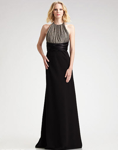 Carmen Marc Valvo Sequined Halter Crepe Gown - Exotic Excess