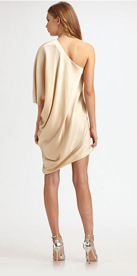 Halston Heritage One-Sleeve Drape Dress - Exotic Excess