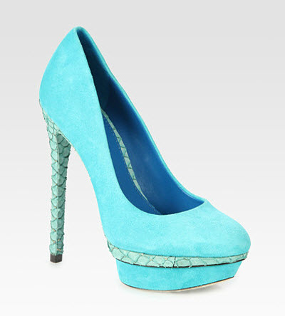 Shoe of the Day: B Brian Atwood Fontanne Suede and Snake-Print Leather ...