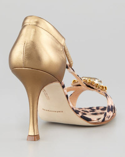 Shoe of the Day: Manolo Blahnik Drina Leopard-Print T-Strap Sandal ...