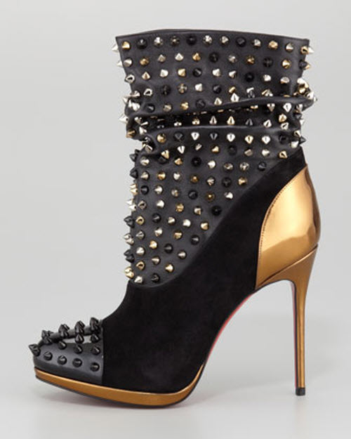 Shoe of the Day: Christian Louboutin Spike Wars Red Sole Ankle Bootie ...