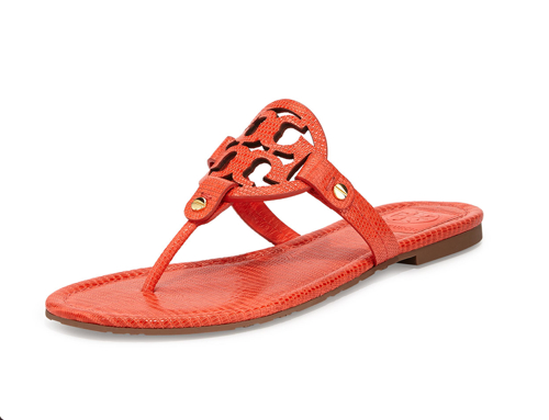 Shoe of the Day: Tory Burch Miller Lizard-Print Logo Thong Sandal ...