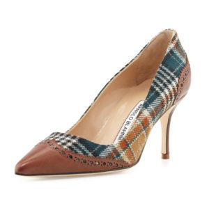 manolo blahnik plaid heels