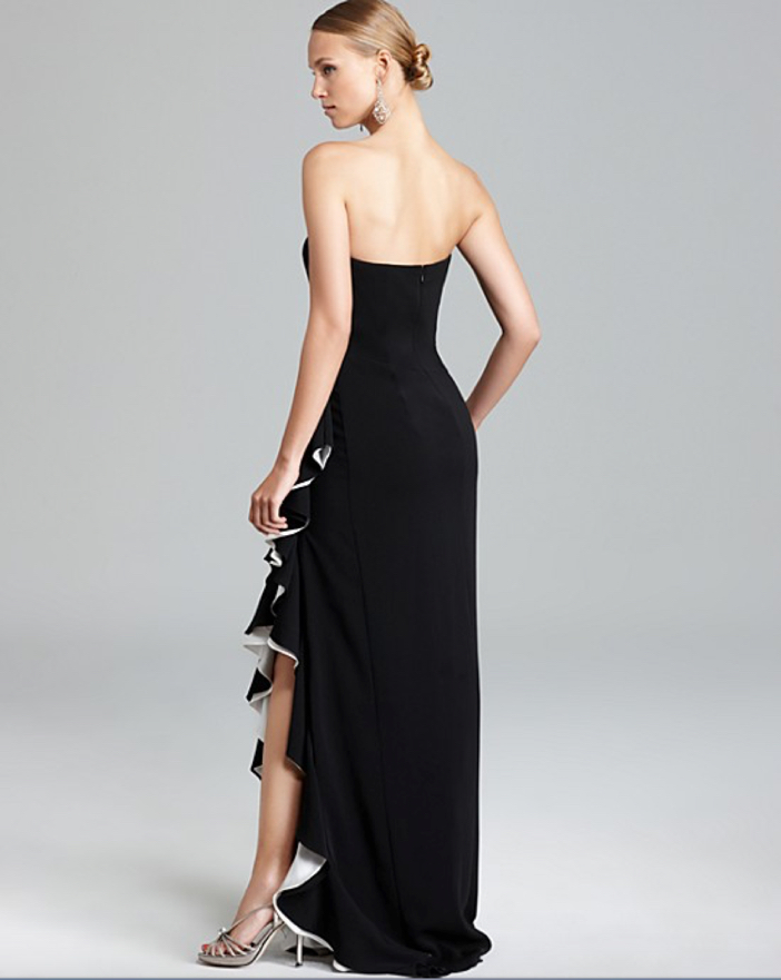 Wear This Badgley Mischka High Slit Ruffle Gown At Your Next Event ...