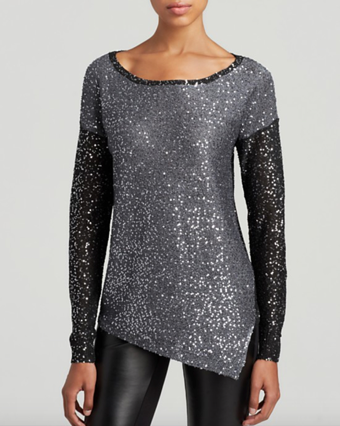 DKNYC Sequined Colorblock Long Sleeve Pullover - Exotic Excess