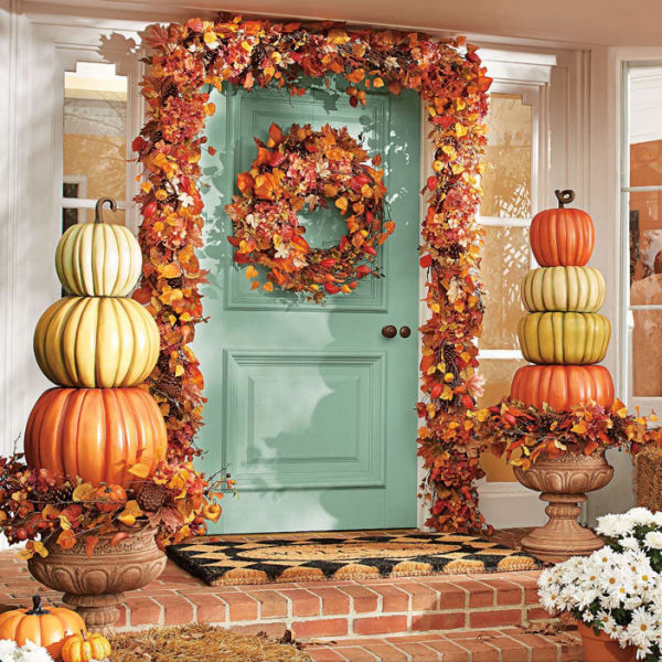 Create A Beautiful Fall Display with a Stacked Pumpkin Topiary - Exotic Excess
