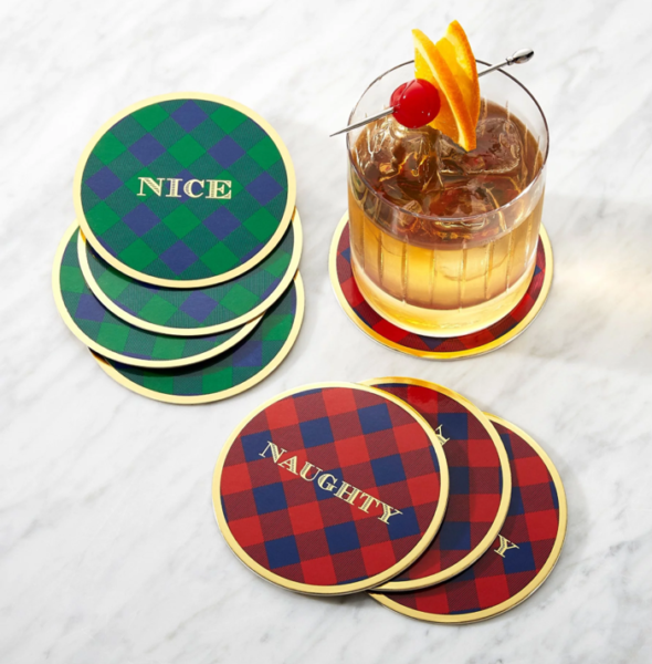 Draper James X Crate And Barrel Naughty & Nice Coaster Set Exotic Excess